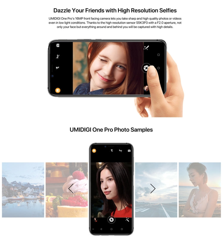 [HK Warehouse] UMIDIGI One Pro, 4GB+64GB, Global Band Dual 4G, Dual Back Cameras, Face ID & Side Fingerprint Identification, 5.9 inch Android 8.1 MTK Helio P23 Octa Core up to 2.0GHz, Network: 4G, VoLTE, NFC, Wireless Charge, Dual SIM