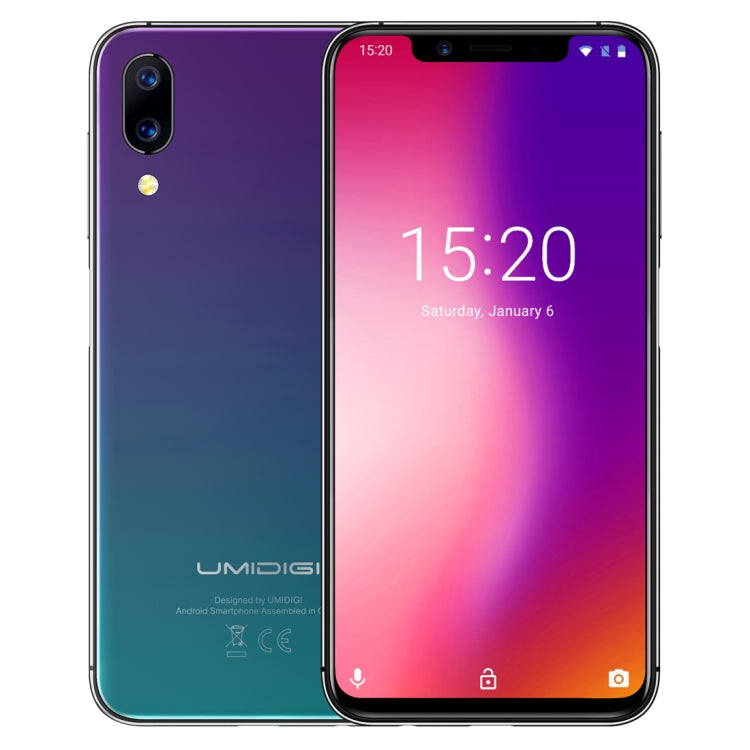 [HK Warehouse] UMIDIGI One Pro, 4GB+64GB, Global Band Dual 4G, Dual Back Cameras, Face ID & Side Fingerprint Identification, 5.9 inch Android 8.1 MTK Helio P23 Octa Core up to 2.0GHz, Network: 4G, VoLTE, NFC, Wireless Charge, Dual SIM