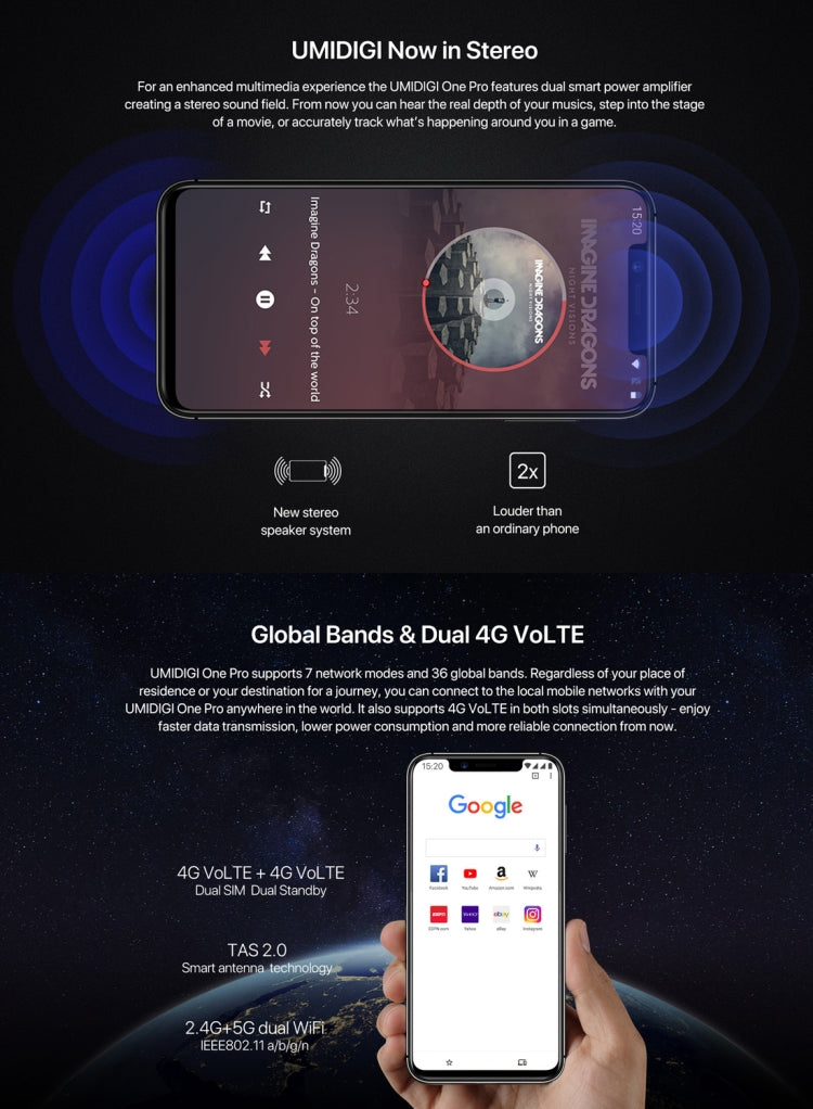 [HK Warehouse] UMIDIGI One Pro, 4GB+64GB, Global Band Dual 4G, Dual Back Cameras, Face ID & Side Fingerprint Identification, 5.9 inch Android 8.1 MTK Helio P23 Octa Core up to 2.0GHz, Network: 4G, VoLTE, NFC, Wireless Charge, Dual SIM