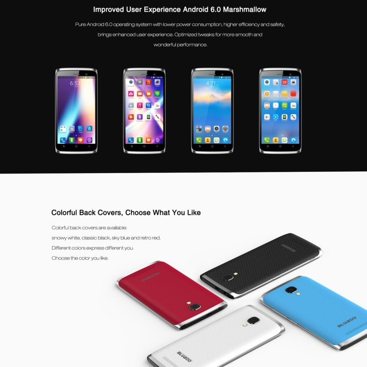 [HK Warehouse] BLUBOO Mini, 1GB+8GB, 4.5 inch Android 6.0 MTK6580M Quad Core up to 1.3GHz, Network: 3G