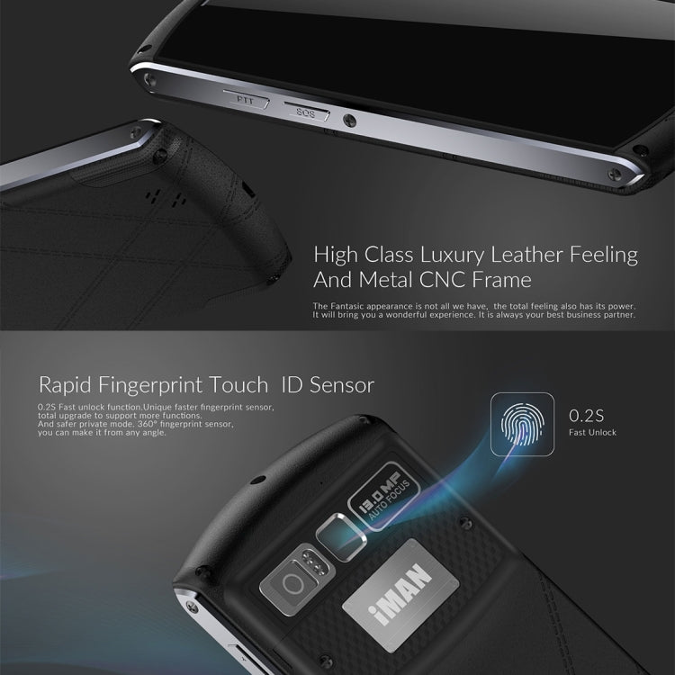 iMAN Victor Waterproof Phone 32GB, Network: 4G, IP67 Waterproof Dustproof Shockproof, Fingerprint Recognition, 4800mAh Big Battery, 5 inch Corning Gorilla Glass 3 Screen Android 6.0 MT6755 Octa Core 2.0GHz, RAM: 3GB(Black)
