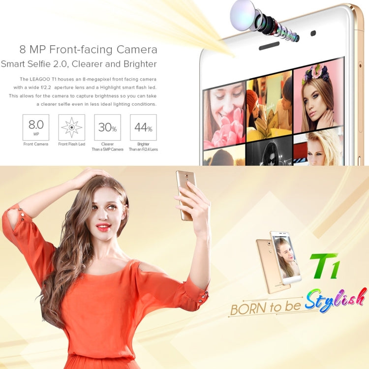 [HK Warehouse] LEAGOO T1 Stylish Selfie Phone 16GB, Network: 4G, Smart Selfie 2.0, 0.19s Fingerprint ID 3.0, 5.0 inch 2.5D Arc IPS Display, LEAGOO OS 2.0 Based on Android 6.0 OS, MT6737 Quad Core, RAM: 2GB(Pink)