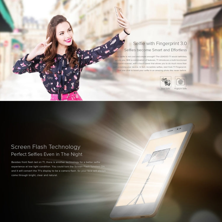 [HK Warehouse] LEAGOO T1 Stylish Selfie Phone 16GB, Network: 4G, Smart Selfie 2.0, 0.19s Fingerprint ID 3.0, 5.0 inch 2.5D Arc IPS Display, LEAGOO OS 2.0 Based on Android 6.0 OS, MT6737 Quad Core, RAM: 2GB(Pink)