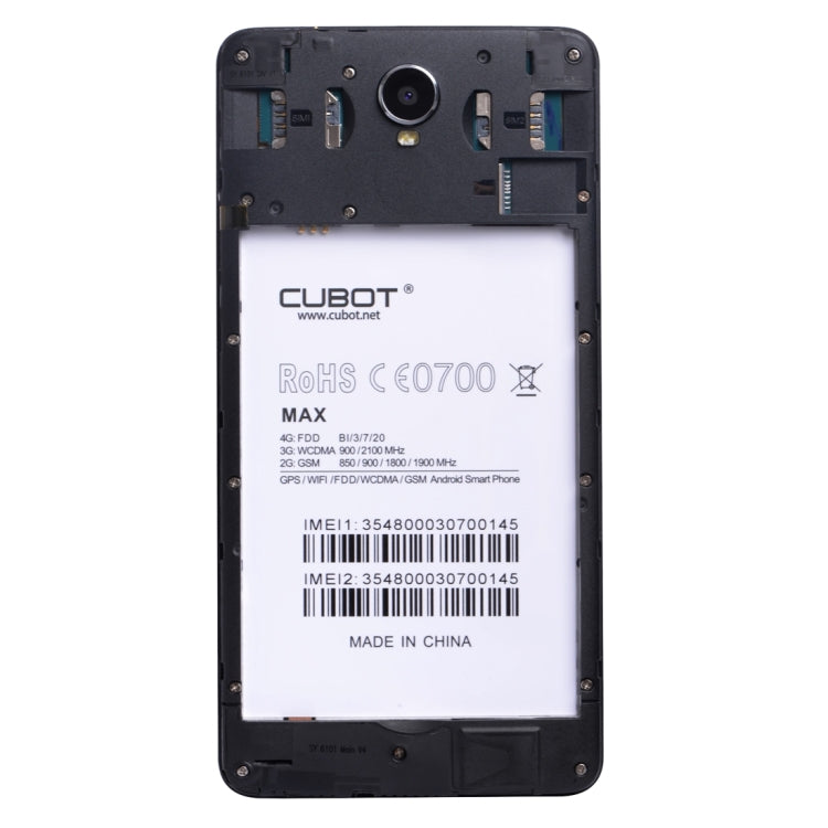 [HK Warehouse] CUBOT Max 32GB, Network: 4G, 4100mAh Big Battery, Support 2.4GHz / 5GHz Dual Band WiFi, 6.0 inch Big IPS Screen Display, Android 6.0 OS, MT6753A Octa Core, RAM: 3GB(White)