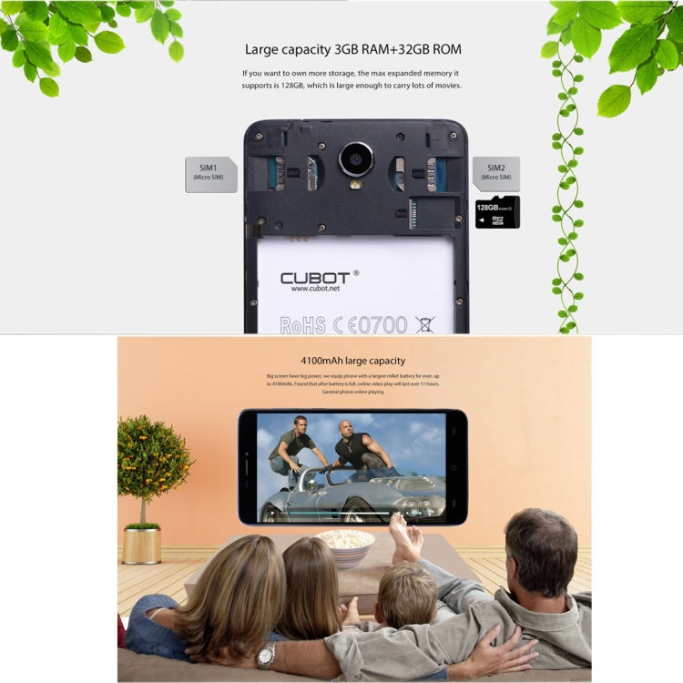 [HK Warehouse] CUBOT Max 32GB, Network: 4G, 4100mAh Big Battery, Support 2.4GHz / 5GHz Dual Band WiFi, 6.0 inch Big IPS Screen Display, Android 6.0 OS, MT6753A Octa Core, RAM: 3GB(White)
