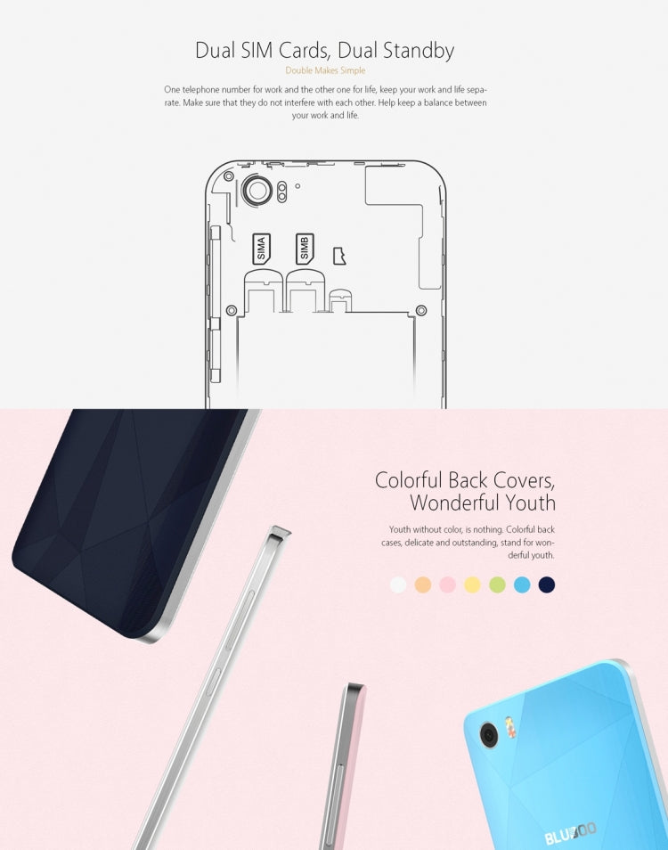 [HK Warehouse] BLUBOO Picasso, 2GB+16GB, 5.0 inch Android 6.0 MTK6735 Quad Core up to 1.3GHz, Network: 4G, Dual SIM(Gold)