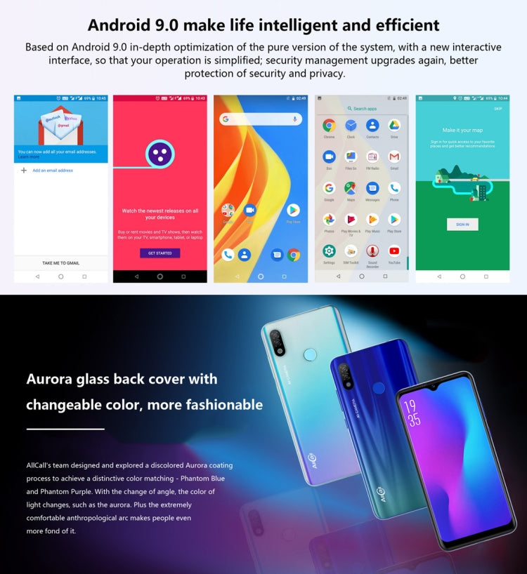 AllCall S10, 4GB+64GB, Dual Back Cameras, Fingerprint & Face Identification, 6.22 inch Android 9.0 MTK6763 Helio P23 Octa Core up to 2.0GHz, Network: 4G, OTG, Dual SIM