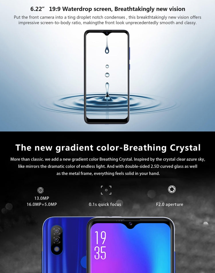 AllCall S10, 4GB+64GB, Dual Back Cameras, Fingerprint & Face Identification, 6.22 inch Android 9.0 MTK6763 Helio P23 Octa Core up to 2.0GHz, Network: 4G, OTG, Dual SIM