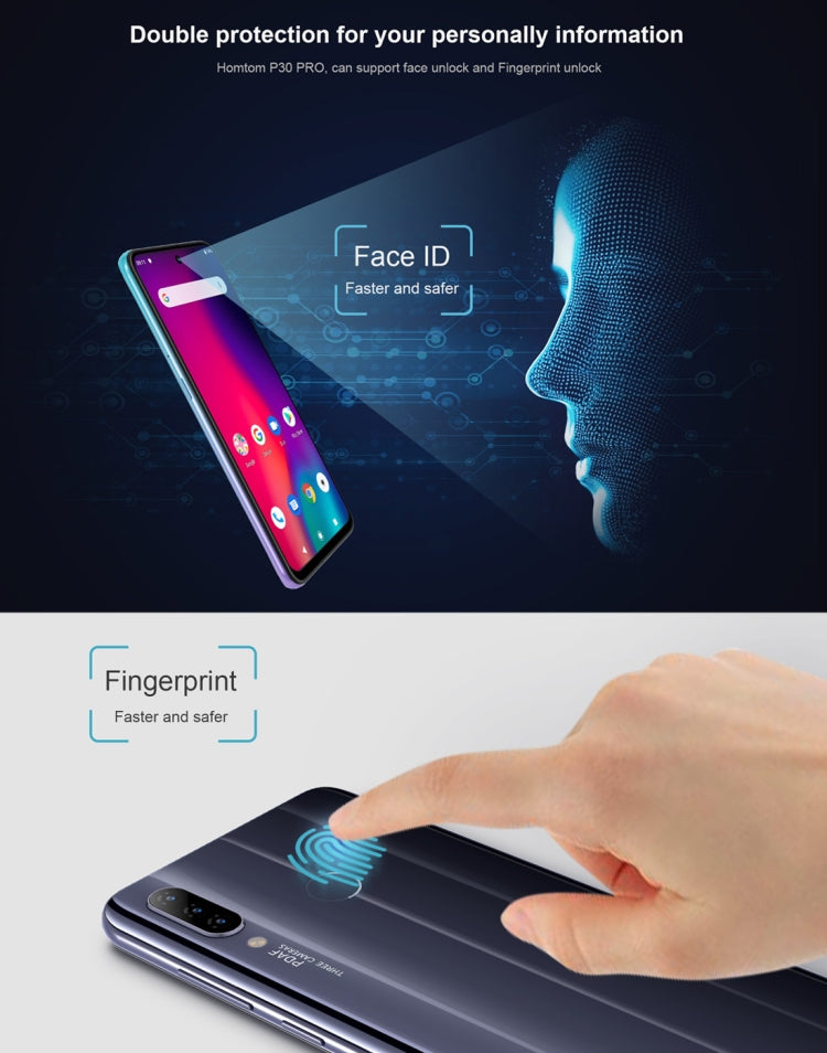 [HK Warehouse] HOMTOM P30 Pro, 4GB+64GB, Triple Back Cameras, Face ID & Fingerprint Identification, 6.41 inch Android 9.0 Helio P23 MTK6763 Octa Core up to 2.0GHz, Network: 4G, OTG, OTA, Dual SIM
