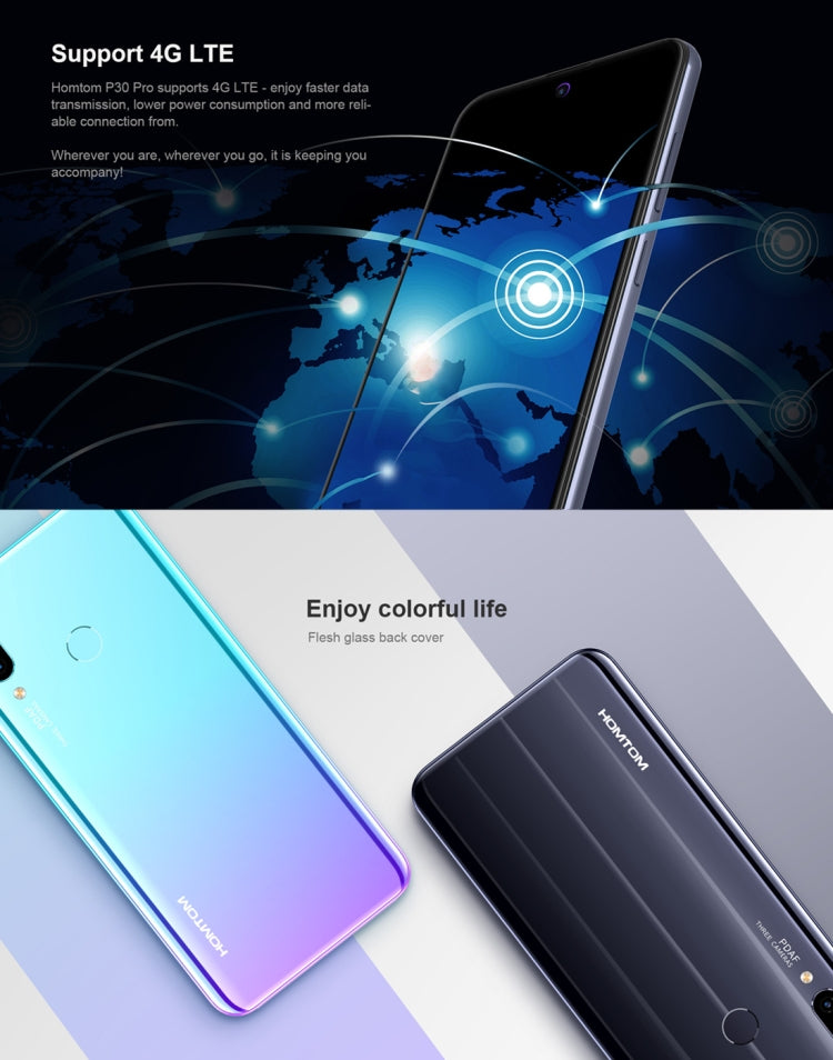 [HK Warehouse] HOMTOM P30 Pro, 4GB+64GB, Triple Back Cameras, Face ID & Fingerprint Identification, 6.41 inch Android 9.0 Helio P23 MTK6763 Octa Core up to 2.0GHz, Network: 4G, OTG, OTA, Dual SIM