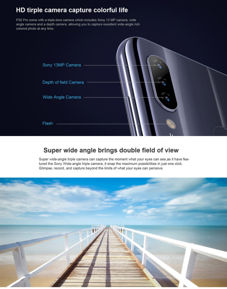 [HK Warehouse] HOMTOM P30 Pro, 4GB+64GB, Triple Back Cameras, Face ID & Fingerprint Identification, 6.41 inch Android 9.0 Helio P23 MTK6763 Octa Core up to 2.0GHz, Network: 4G, OTG, OTA, Dual SIM