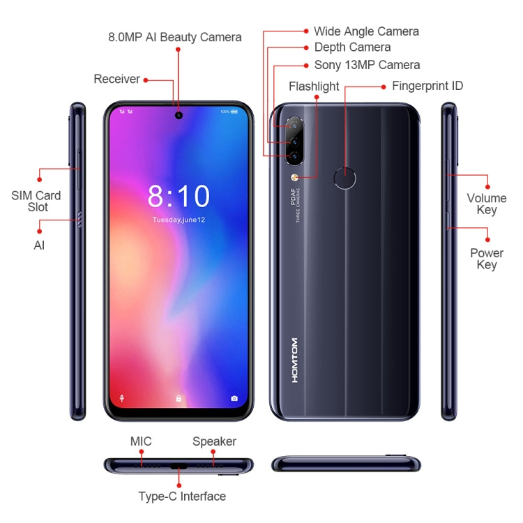 [HK Warehouse] HOMTOM P30 Pro, 4GB+64GB, Triple Back Cameras, Face ID & Fingerprint Identification, 6.41 inch Android 9.0 Helio P23 MTK6763 Octa Core up to 2.0GHz, Network: 4G, OTG, OTA, Dual SIM