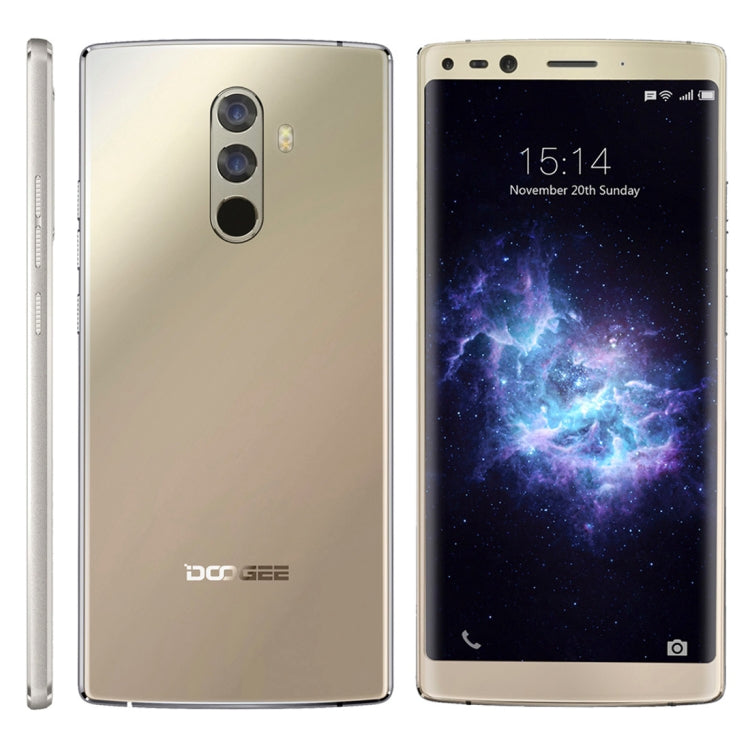 [HK Warehouse] DOOGEE MIX 2, 6GB+128GB, Dual Back Cameras + Dual Front Cameras, Fingerprint Identification, 4060mAh Battery, 5.99 inch Android 7.1 Helio P25 Octa Core 1.64GHz + 2.5GHz, Network: 4G, OTA, Dual SIM (Gold)