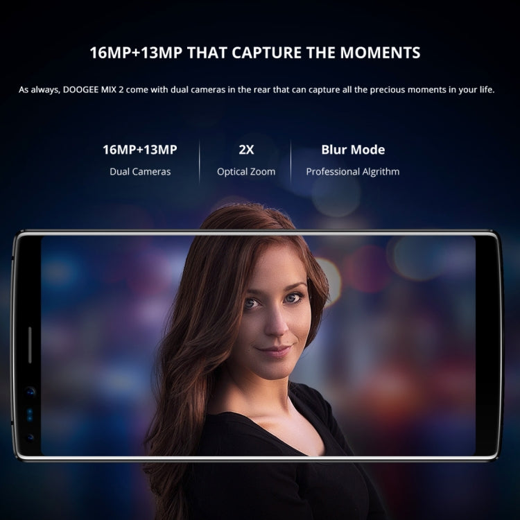 [HK Warehouse] DOOGEE MIX 2, 6GB+128GB, Dual Back Cameras + Dual Front Cameras, Fingerprint Identification, 4060mAh Battery, 5.99 inch Android 7.1 Helio P25 Octa Core 1.64GHz + 2.5GHz, Network: 4G, OTA, Dual SIM (Gold)