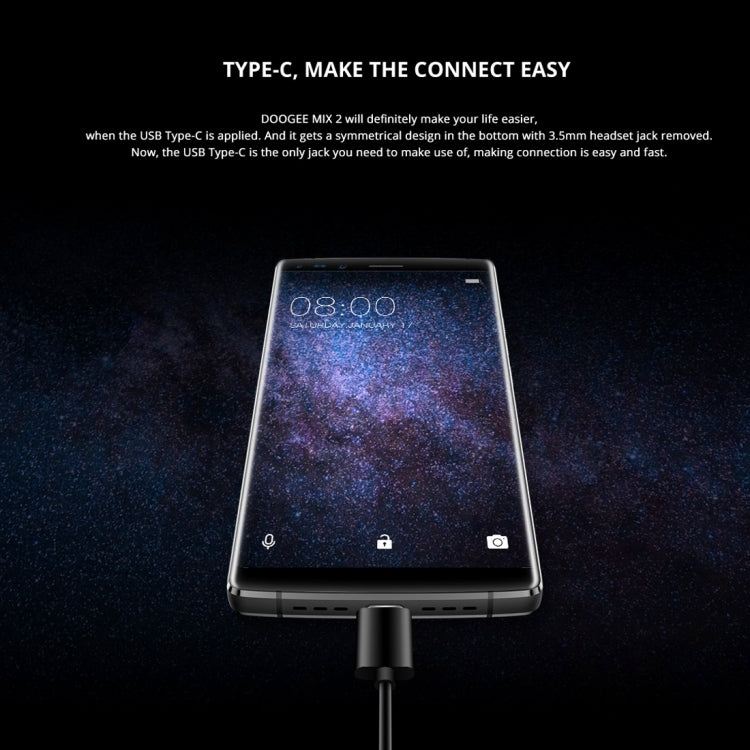 [HK Warehouse] DOOGEE MIX 2, 6GB+128GB, Dual Back Cameras + Dual Front Cameras, Fingerprint Identification, 4060mAh Battery, 5.99 inch Android 7.1 Helio P25 Octa Core 1.64GHz + 2.5GHz, Network: 4G, OTA, Dual SIM (Gold)