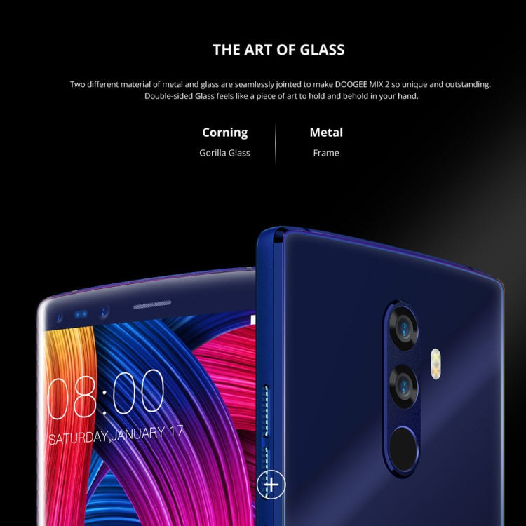 [HK Warehouse] DOOGEE MIX 2, 6GB+128GB, Dual Back Cameras + Dual Front Cameras, Fingerprint Identification, 4060mAh Battery, 5.99 inch Android 7.1 Helio P25 Octa Core 1.64GHz + 2.5GHz, Network: 4G, OTA, Dual SIM (Gold)