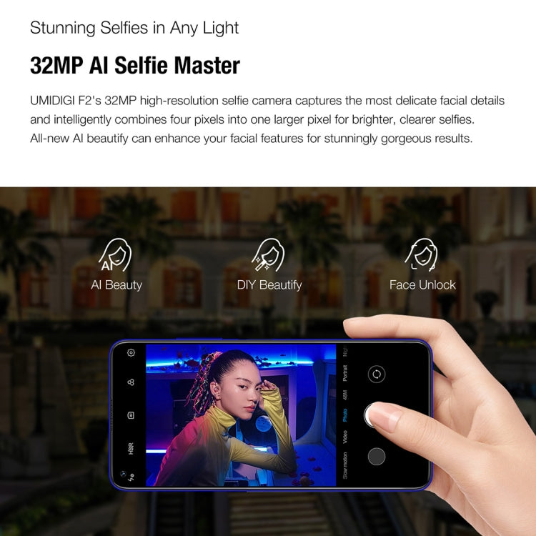 [HK Warehouse] UMIDIGI F2, 6GB+128GB, 48MP AI Quad Cameras, 5150mAh Battery, Face ID & Fingerprint Identification, 6.53 inch FullView Screen Android 10 MTK Helio P70 Octa Core up to 2.1GHz, Network: 4G, OTG, NFC, Dual SIM, FM
