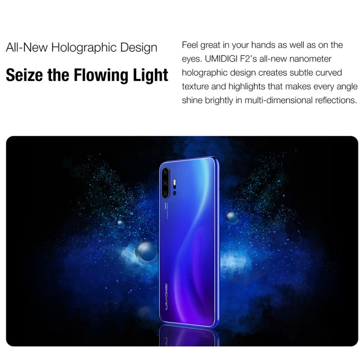 [HK Warehouse] UMIDIGI F2, 6GB+128GB, 48MP AI Quad Cameras, 5150mAh Battery, Face ID & Fingerprint Identification, 6.53 inch FullView Screen Android 10 MTK Helio P70 Octa Core up to 2.1GHz, Network: 4G, OTG, NFC, Dual SIM, FM