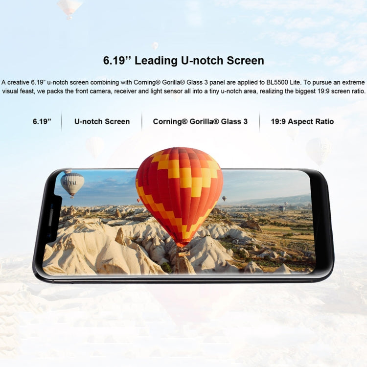 [HK Warehouse] DOOGEE BL5500 Lite, 2GB+16GB, Dual Back Cameras, DTouch Fingerprint, 5500mAh Battery, 6.19 inch U-notch Android 8.1 MTK6739WA Quad Core up to 1.3GHz, Network: 4G,  OTA, Dual SIM(Blue)