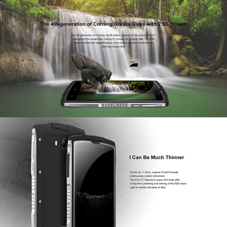 [HK Warehouse] HOMTOM ZOJI Z7 Triple Proofing Phone, 2GB+16GB, IP68 Waterproof Dustproof Shockproof, Fingerprint Unlock, 5.0 inch 2.5D Android 6.0 MTK6737 Quad Core up to 1.3GHz, Network: 4G, OTA, GPS, BT, WiFi, FM, Dual SIM(Green)