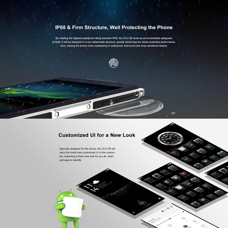 [HK Warehouse] HOMTOM ZOJI Z6 Triple Proofing Phone, 1GB+8GB, IP68 Waterproof Dustproof Shockproof, Fingerprint Unlock, 4.7 inch Android 6.0 MTK6580 Quad Core up to 1.3GHz, Network: 3G, OTA, GPS, BT, WiFi, FM, Dual SIM(Green)