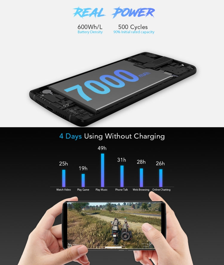 [HK Warehouse] LEAGOO POWER 5, Dual 4G, 6GB+64GB, Dual Back Cameras, 7000mAh Battery, Face ID & Fingerprint Identification, 5.99 inch Android 8.1 MTK6763 Octa Core up to  2.0GHz, Network: 4G, Dual SIM, Wireless Charge(Black)