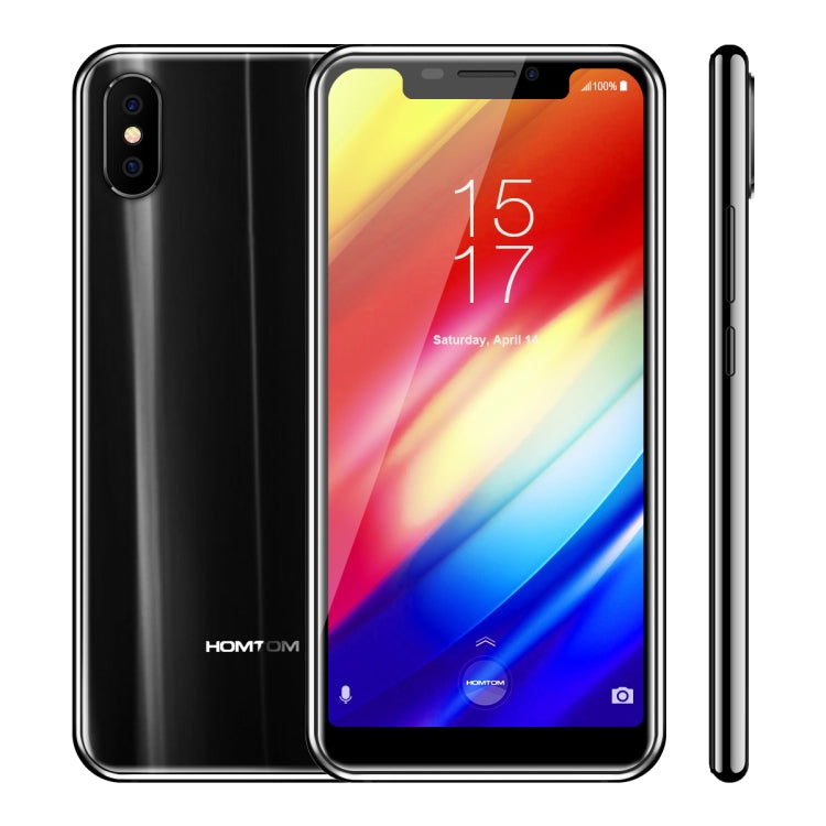 [HK Warehouse] HOMTOM H10, Dual 4G, 4GB+64GB, Dual Back Cameras, Face ID & Side-Mounted Fingerprint Identification, 5.85 inch Android 8.1 MTK6750T Octa Core up to 1.5GHz, Network: 4G, Dual SIM, OTG, OTA(Black)
