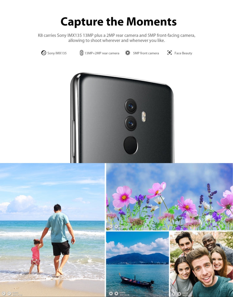 [HK Warehouse] OUKITEL K8, 4GB+64GB, Dual Back Cameras, Face ID & Fingerprint Identification, 5000mAh Battery, 6.0 inch Android 8.0 MTK6750T Octa Core up to 1.5GHz, Network: 4G, OTG (Space Gray)
