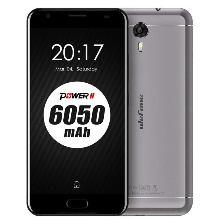 [HK Warehouse] Ulefone Power 2,  4GB+64GB, 6050mah Big Battery, Front Fingerprint Scanner, 5.5 inch Android 7.0 MTK6750T Octa-core up to 1.5GHz, Network: 4G,  OTG,  Dual SIM(Grey)