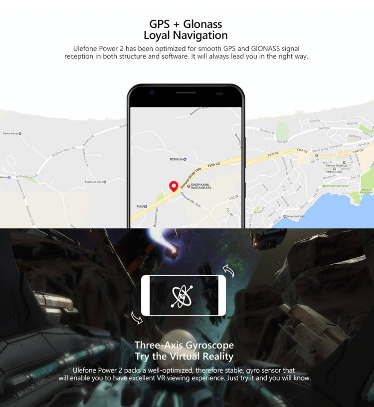 [HK Warehouse] Ulefone Power 2,  4GB+64GB, 6050mah Big Battery, Front Fingerprint Scanner, 5.5 inch Android 7.0 MTK6750T Octa-core up to 1.5GHz, Network: 4G,  OTG,  Dual SIM(Grey)