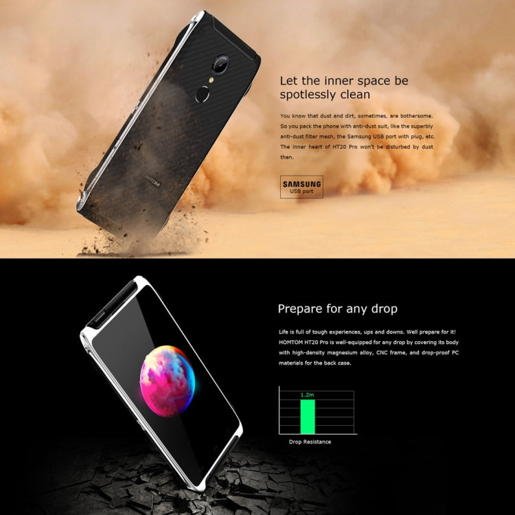 [HK Warehouse] HOMTOM HT20 Pro Tri-proofing Phone, 3GB+32GB, IP68 Waterproof Dustproof Shockproof, Fingerprint Identification, 4.7 inch Android 6.0 MTK6753 Octa Core up to 1.3GHz, OTG, OTA, Network: 4G, CE & RoHs Certificated