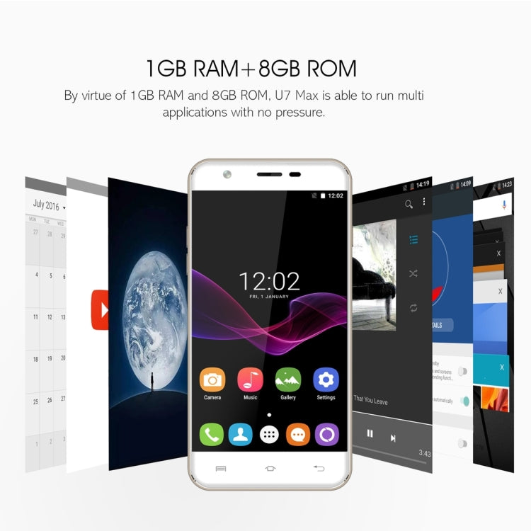 [HK Warehouse] OUKITEL U7 Max, 1GB+8GB, V Hand Automatic Photograph, Letters Quick Open APP, 5.5 inch 2.5D Curved Screen, Android 6.0 OS, MT6580A Quad Core 64-bit 1.3GHz, Network: 3G