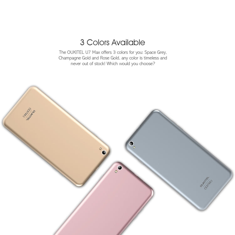 [HK Warehouse] OUKITEL U7 Max, 1GB+8GB, V Hand Automatic Photograph, Letters Quick Open APP, 5.5 inch 2.5D Curved Screen, Android 6.0 OS, MT6580A Quad Core 64-bit 1.3GHz, Network: 3G