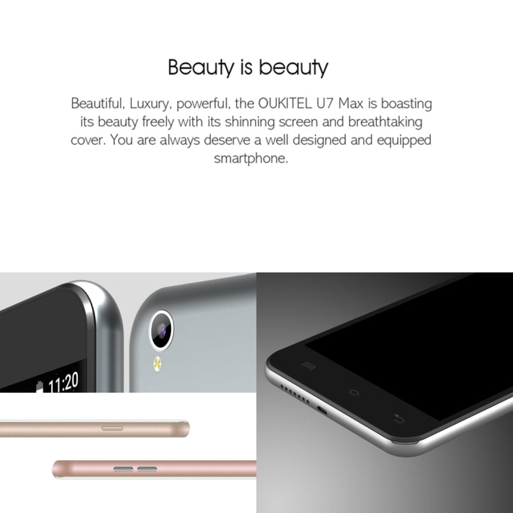 [HK Warehouse] OUKITEL U7 Max, 1GB+8GB, V Hand Automatic Photograph, Letters Quick Open APP, 5.5 inch 2.5D Curved Screen, Android 6.0 OS, MT6580A Quad Core 64-bit 1.3GHz, Network: 3G