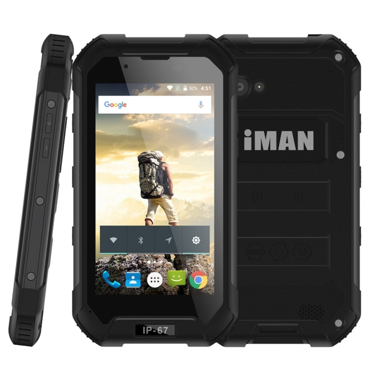 iMAN X5 Triple Proofing Phone, 1GB+8GB, IP67 Waterproof Dustproof Shockproof, 4.5 inch Android 5.1 MTK6580 Quad Core up to 1.3GHz, Network: 3G, Dual SIM, Torch, SOS, FM, BT, WiFi, GPS(Black)