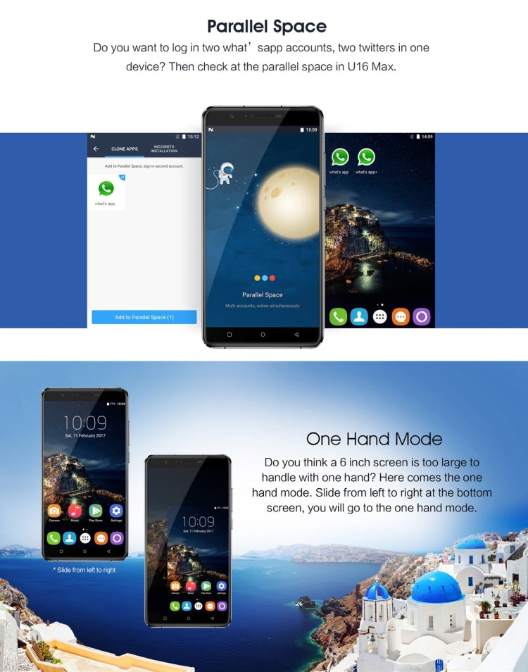 [HK Warehouse] OUKITEL U16 Max, 3GB+32GB, Press Fingerprint Identification,  6.0 inch 2.5D Arc JDI Screen Android 7.0 MTK6753 Octa Core up to 1.3GHz, Network: 4G, Dual SIM, GPS