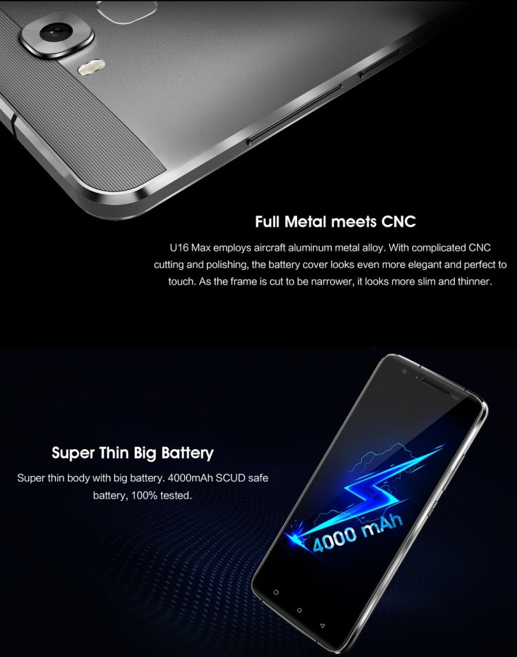 [HK Warehouse] OUKITEL U16 Max, 3GB+32GB, Press Fingerprint Identification,  6.0 inch 2.5D Arc JDI Screen Android 7.0 MTK6753 Octa Core up to 1.3GHz, Network: 4G, Dual SIM, GPS