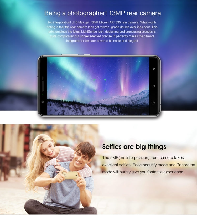 [HK Warehouse] OUKITEL U16 Max, 3GB+32GB, Press Fingerprint Identification,  6.0 inch 2.5D Arc JDI Screen Android 7.0 MTK6753 Octa Core up to 1.3GHz, Network: 4G, Dual SIM, GPS