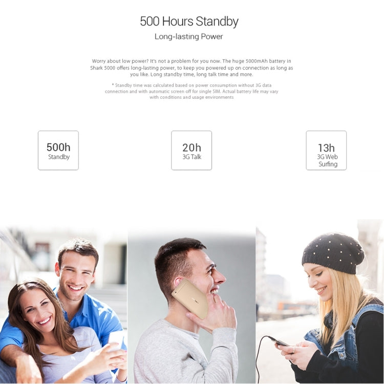 [HK Warehouse] LEAGOO Shark 5000, 1GB+8GB, 5000mAh Large Capacity, 5.5 inch LEAGOO OS 2.0 (Android 6.0) MTK6580A Quad Core up to 1.3GHz, Network: 3G,  OTG, QC, WiFi, BT, Dual SIM