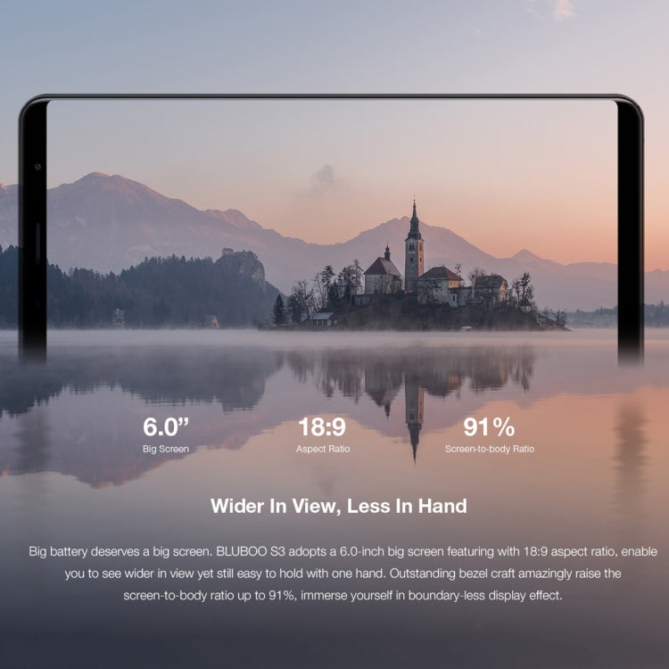 [HK Warehouse] BLUBOO S3, 4GB+64GB, Dual Back Cameras, Face & Fingerprint Identification, 8500mAh Battery, 6.0 inch Android 7.0 MTK6750T Octa Core up to 1.5GHz, Network: 4G, VoLTE, NFC, WiFi, GPS, OTG, Bluetooth, Dual SIM