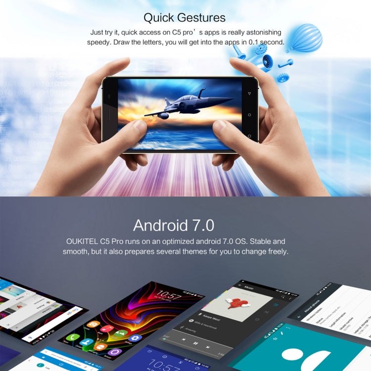 [HK Warehouse] OUKITEL C5 Pro, 2GB+16GB, 5.0 inch Anti-smashing Screen Android 7.0 MTK6737 Quad Core up to 1.3GHz, Network: 4G, Dual SIM, OTA
