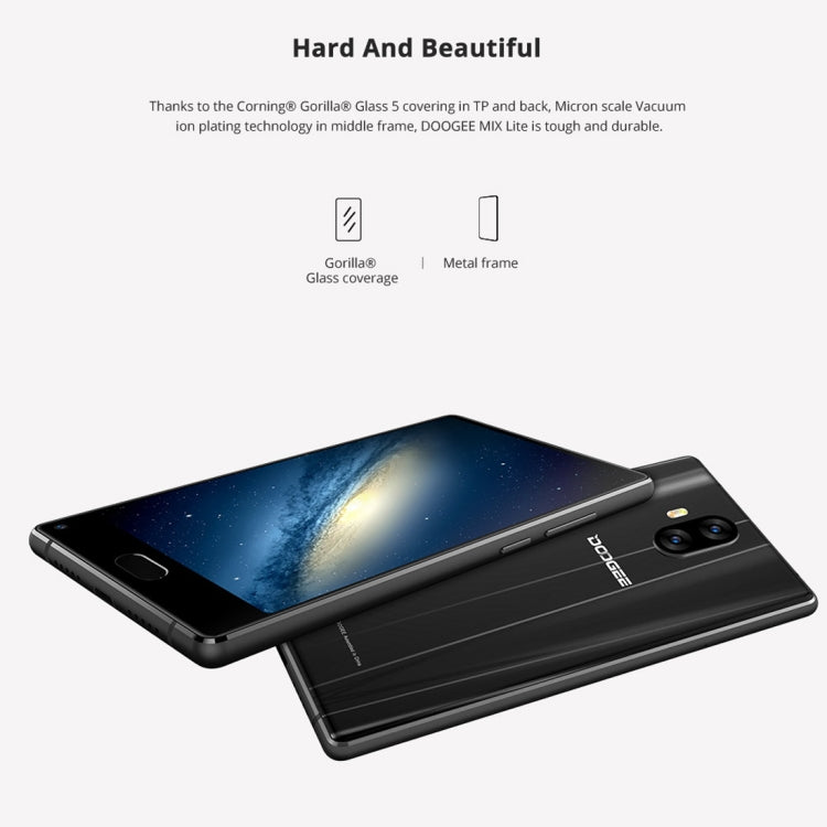 [HK Warehouse] DOOGEE MIX Lite, 2GB+16GB, DTouch Fingerprint, Dual Back Camera, 5.2 inch Android 7.0 MTK6737 Quad Core up to 1.45GHz,  Network: 4G, Dual SIM