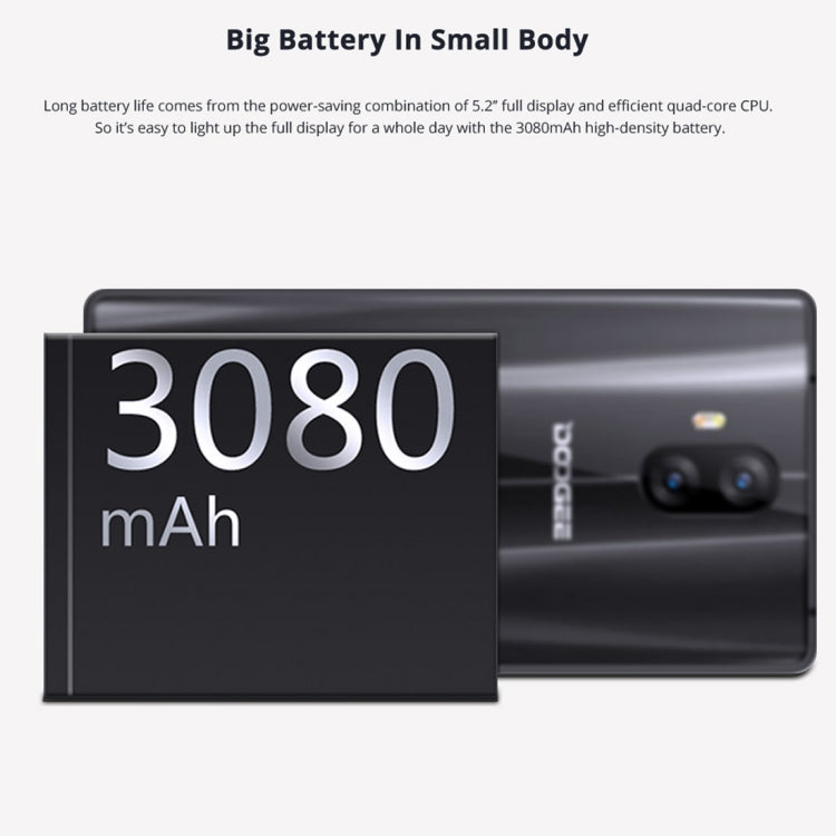[HK Warehouse] DOOGEE MIX Lite, 2GB+16GB, DTouch Fingerprint, Dual Back Camera, 5.2 inch Android 7.0 MTK6737 Quad Core up to 1.45GHz,  Network: 4G, Dual SIM