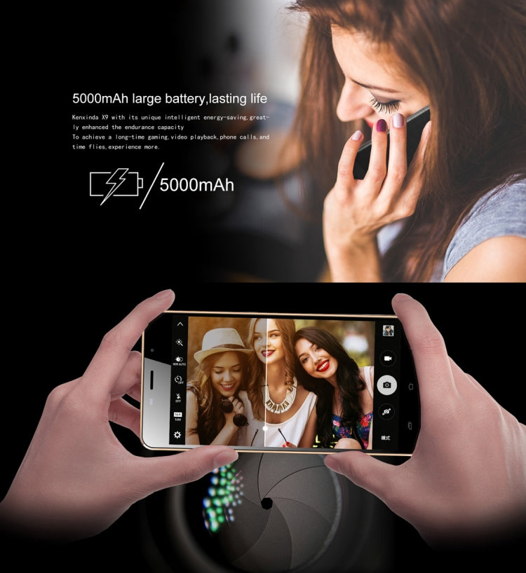 [HK Warehouse] KEN XIN DA X9, 2GB+16GB, 5000mAh Battery, 5.5 inch Android 7.0 SC9832 Quad Core up to 1.3GHz, Network: 4G, Dual SIM