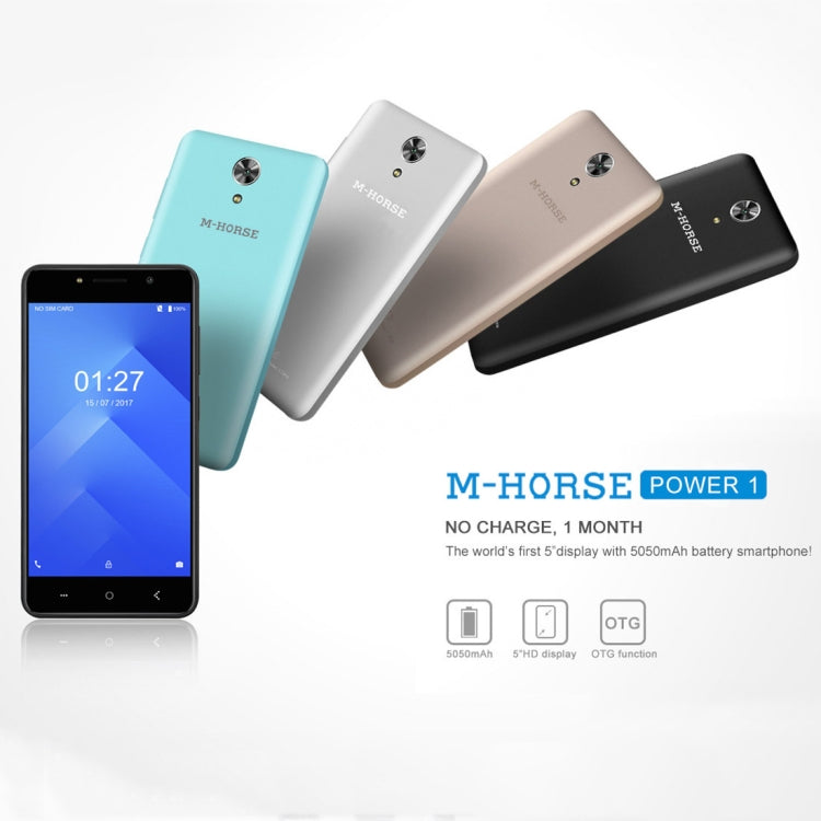 M-HORSE Power 1, 1GB+8GB, 5050mAh Battery, 5.0 inch Android 7.0 MTK6580A Quad Core up to 1.3GHz, Network: 3G, OTG, Dual SIM