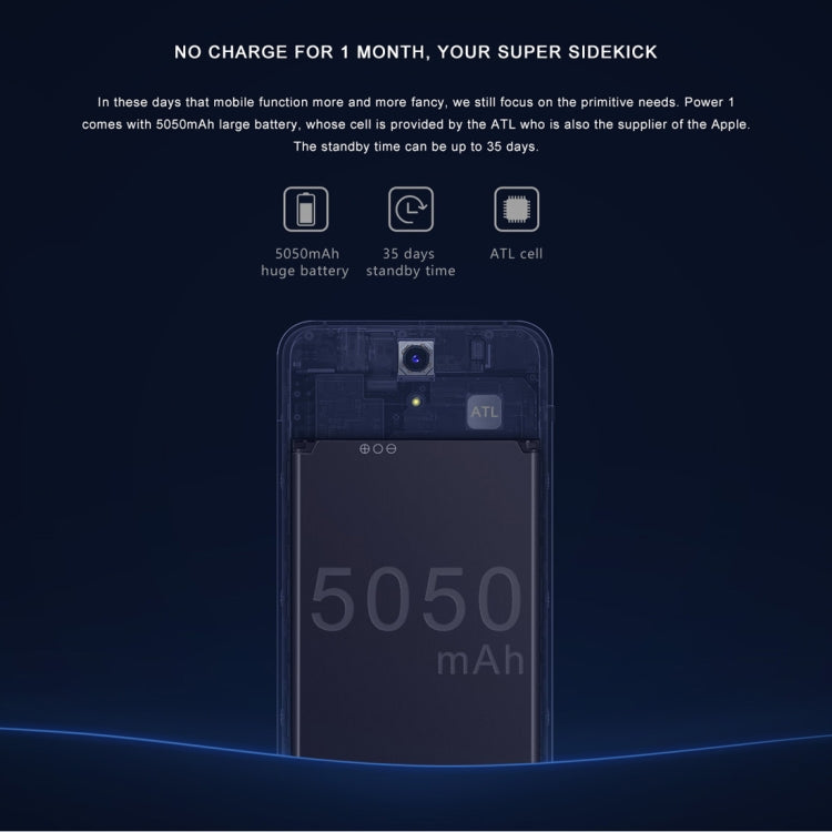 M-HORSE Power 1, 1GB+8GB, 5050mAh Battery, 5.0 inch Android 7.0 MTK6580A Quad Core up to 1.3GHz, Network: 3G, OTG, Dual SIM