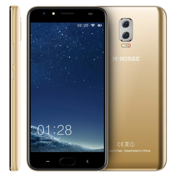 M-HORSE Power 2, 2GB+16GB, Dual Back Cameras, Fingerprint Identification, 6000mAh Battery, 5.5 inch Android 7.0 MTK6737 Quad Core up to 1.3GHz, Network: 4G, Dual SIM(Gold)