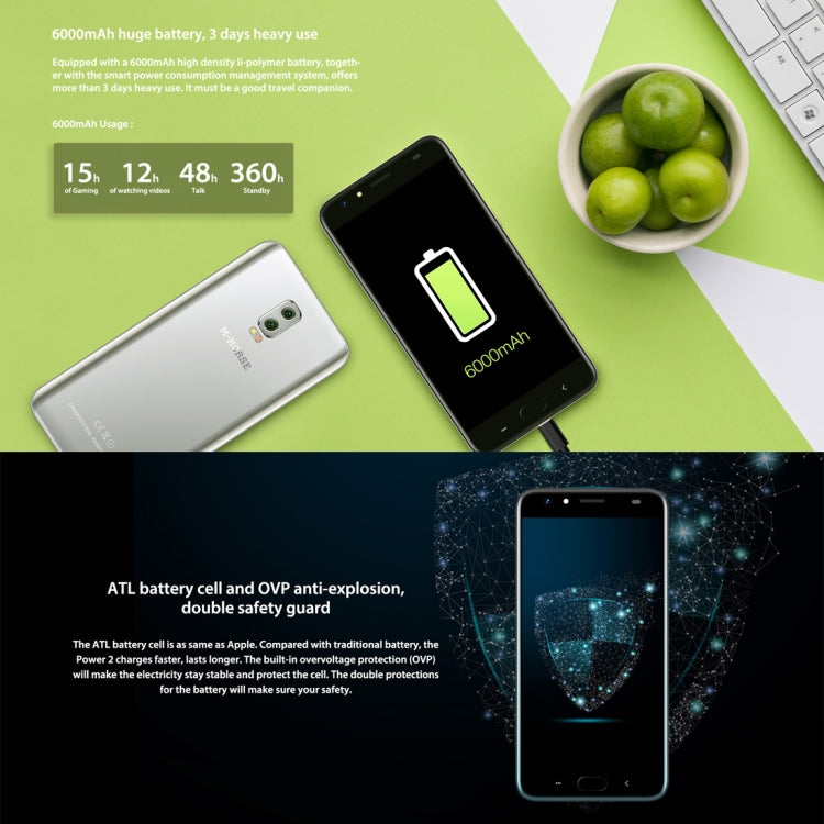 M-HORSE Power 2, 2GB+16GB, Dual Back Cameras, Fingerprint Identification, 6000mAh Battery, 5.5 inch Android 7.0 MTK6737 Quad Core up to 1.3GHz, Network: 4G, Dual SIM(Gold)