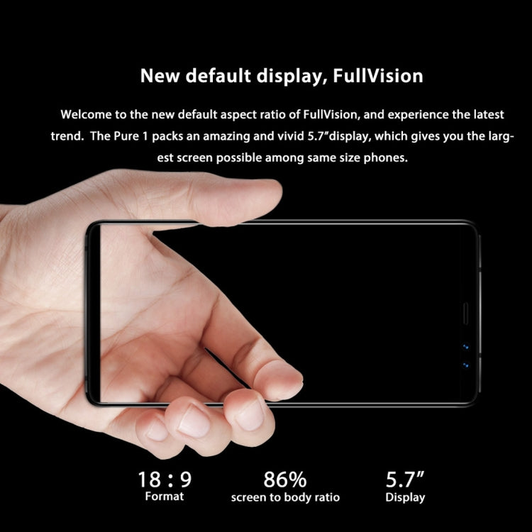 M-HORSE Pure 1, 3GB+32GB, Dual Back Cameras + Dual Front Cameras, Fingerprint Identification, 5.7 inch Android 7.0 MTK6737 Quad Core up to 1.3GHz, Network: 4G, Dual SIM