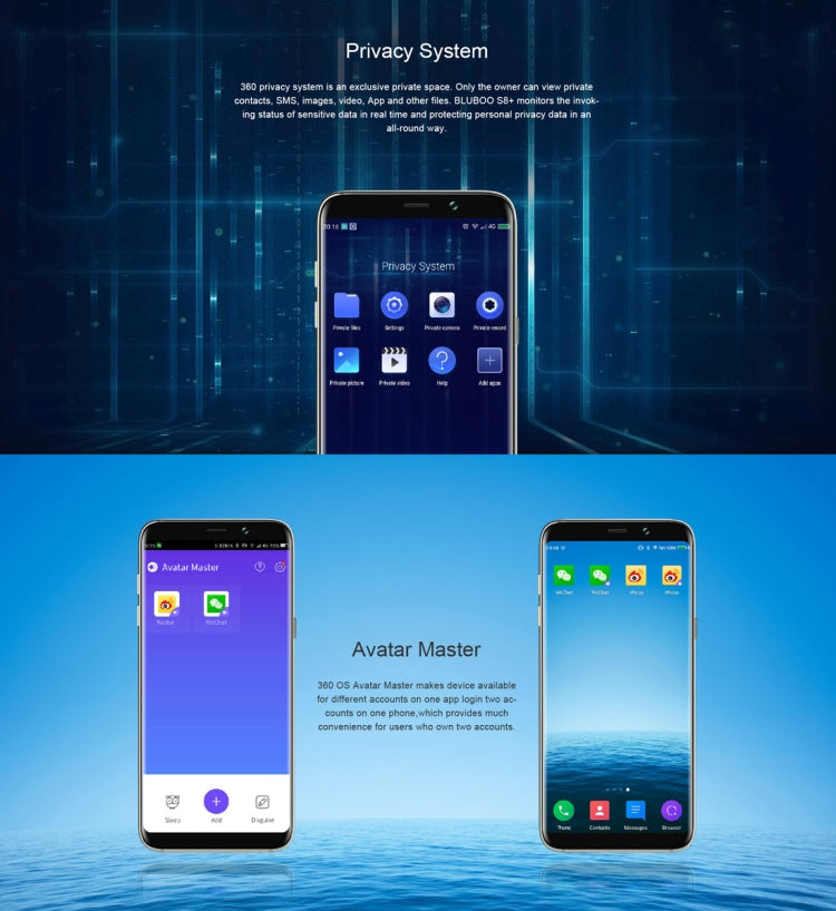 [HK Warehouse] BLUBOO S8+, 4GB+64GB, Dual Rear Cameras, Fingerprint Identification, 6.0 inch Android 7.0 MTK6750T Octa Core up to 1.5GHz, Network: 4G, Dual SIM(Blue)